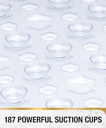 HITSLAM Non-Slip Bathtub Mat with Suction Cups 35x16 Inch