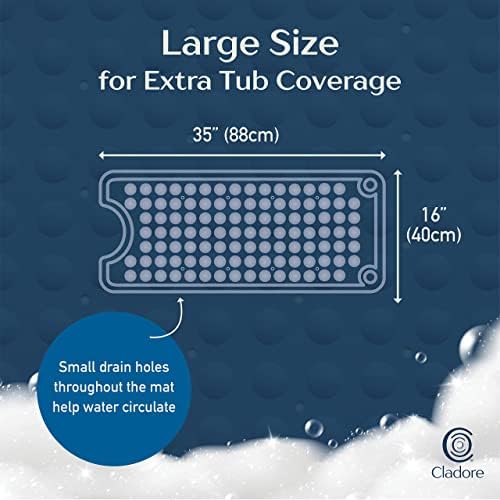 Cladore Extra Large Bath Mat Non-Slip Rubber 35L x 16W Gray