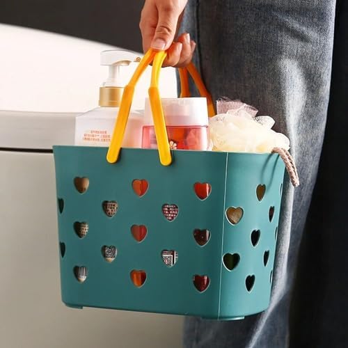 1PCS Heart-Shaped Portable Shower Basket with Handle