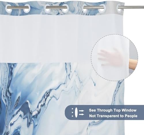 Marble Shower Curtain with Snap Liner 71x74 Inch 1