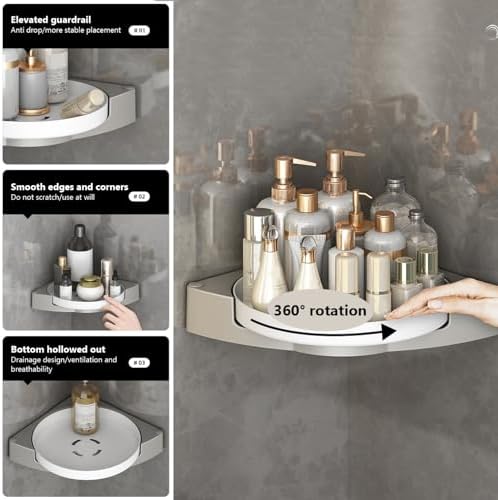 CUCUFA Corner Shower Caddy 2PCS 360 Rotating Organizer