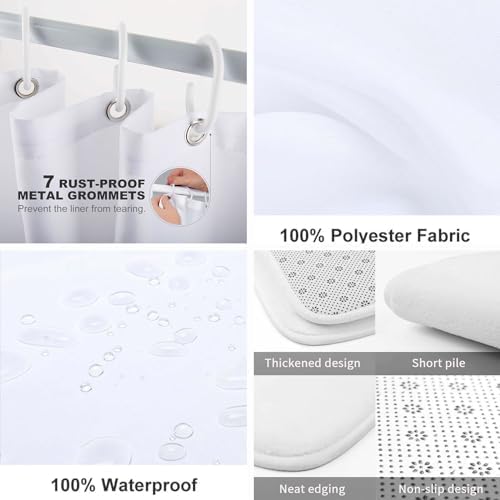 4 Pcs Death Moth Theme Shower Curtain Set with Rug and Mat