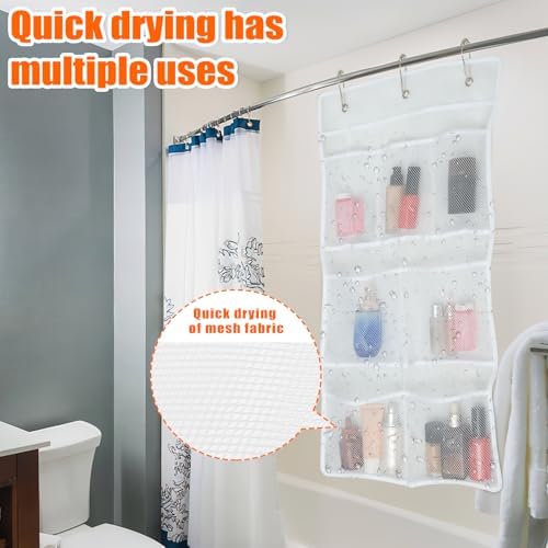 7 Pockets Mesh Shower Caddy with Hooks for Fast Dry Storage