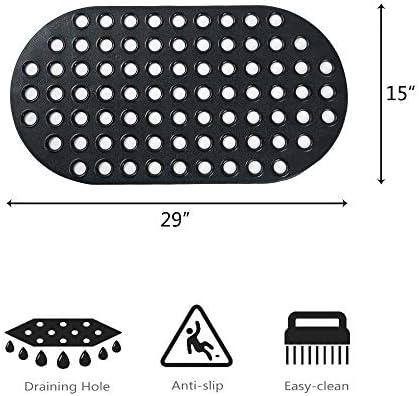 ALL PRIDE Non Slip Black Bathtub Mat 29x15 Inch Oval