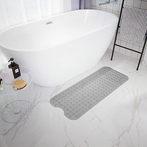 Extra Long Non-Slip Bathtub Mat with Drain Holes and Suction Cups