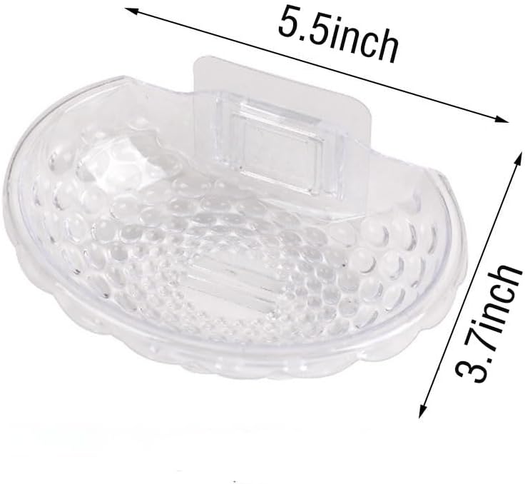 Clear Wall Mounted Soap Dish Sturdy Plastic No Drilling