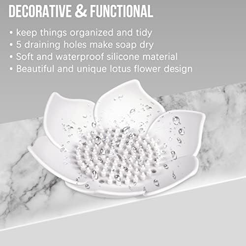 WhistenFla 2 Pack Lotus Flower Shape Silicone Soap Dish