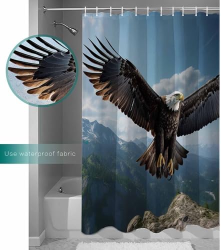 Eagle Shower Curtain Set with Hooks 72x72 Inches Waterproof