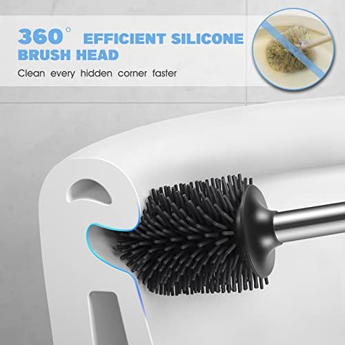 HAMITOR 2Pack Toilet Brush Holder Set - Silicone Stainless Steel