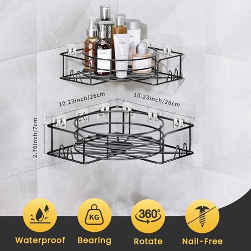 IUGOBI 2 Pack Corner Shower Caddy - Black