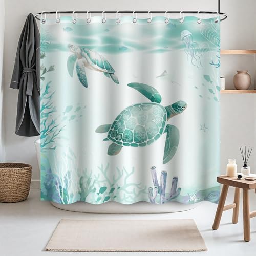 LSYDCARM Sea Turtle Shower Curtain 71x71 Waterproof