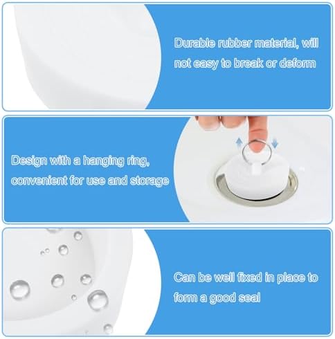 Uxcell Rubber Sink Plug with Hanging Ring White