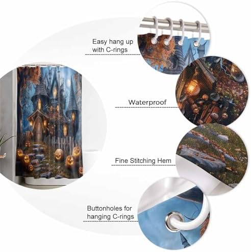 ZOE GARDEN Halloween Shower Curtain Set with Hook 72x84 1