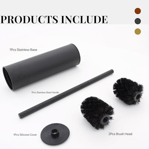 SUNTAI Toilet Brush and Holder with 2 Bristle Heads 1