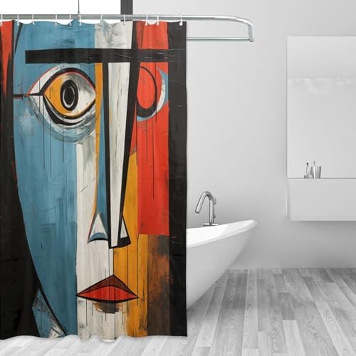 DAOWANGZUO Female Face Shower Curtain Set with 12 Hooks 72x72in