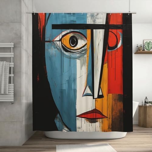 DAOWANGZUO Female Face Shower Curtain Set with 12 Hooks 72x72in