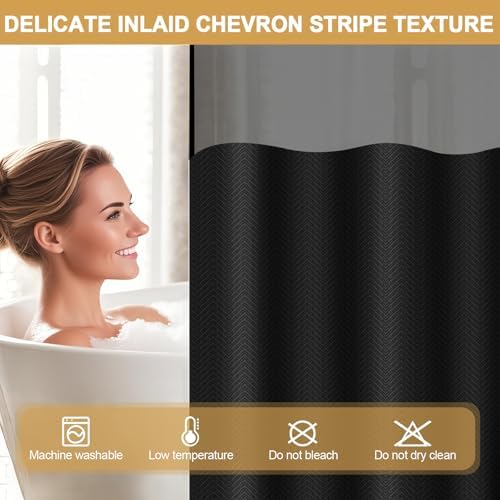 Wyljljy No Hook Shower Curtain Set with Mesh Window