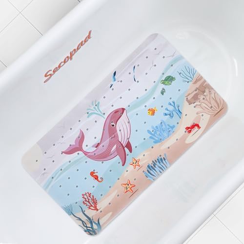 Secopad Baby Bath Mat with Suction Cups and Cartoon Design
