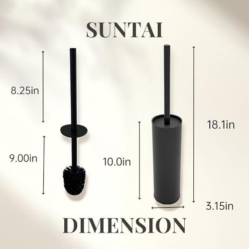 SUNTAI Toilet Brush and Holder with 2 Bristle Heads 1