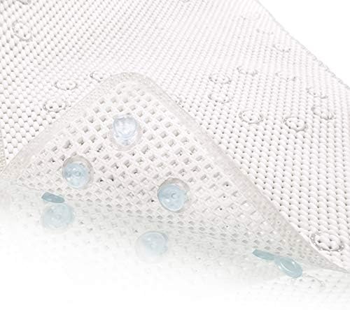TJWODO Soft Foam Bath Mat with Suction Cups - 36 X 17 White