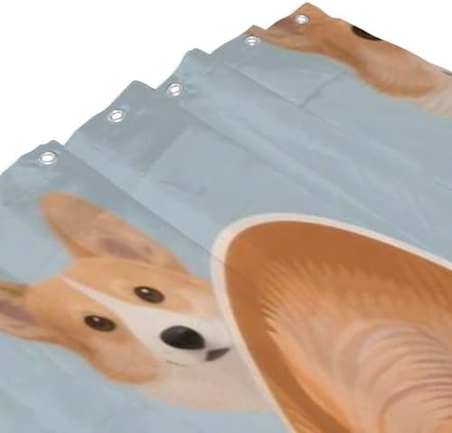 OXJOIIS Cute Funny Welsh Corgi Shower Curtain Set