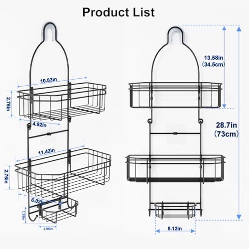 LEEDA 3-Tier Hanging Shower Caddy with Soap Basket