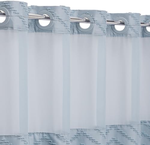 Boho Fog Blue Shower Curtain Set with Snap Liner