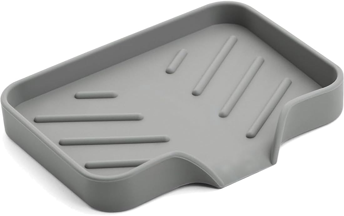 Metopets Sponge Holder with Drain Spout - Grey 47 x 36