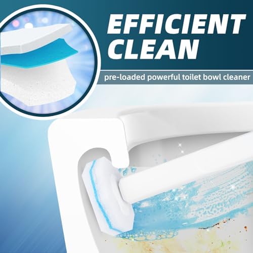RLOW Disposable Toilet Brush Set with 20 Refills