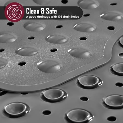 LDC Bath Mat 40x16 Grey with Suction Cups