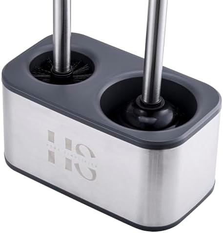 Home Simplified Stainless Steel Toilet Brush and Plunger Set