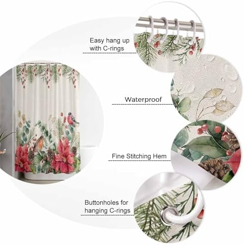 ZOE GARDEN Rustic Christmas Poinsettia Bathroom Set 1