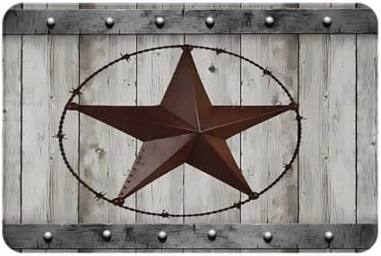 AODNEKC Western Texas Star Wooden Shower Mat