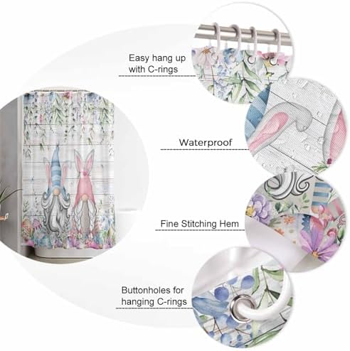 ZOE GARDEN Easter Gnomes Shower Curtain Set