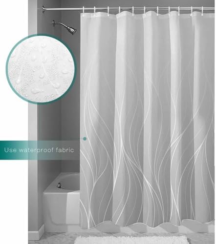 ZOE GARDEN Grey Striped Gradient Shower Curtain Set with Hooks 72x96