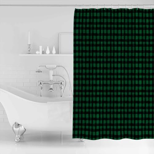 ZOE GARDEN Farmhouse Plaid St Patricks Day Shower Curtain Set