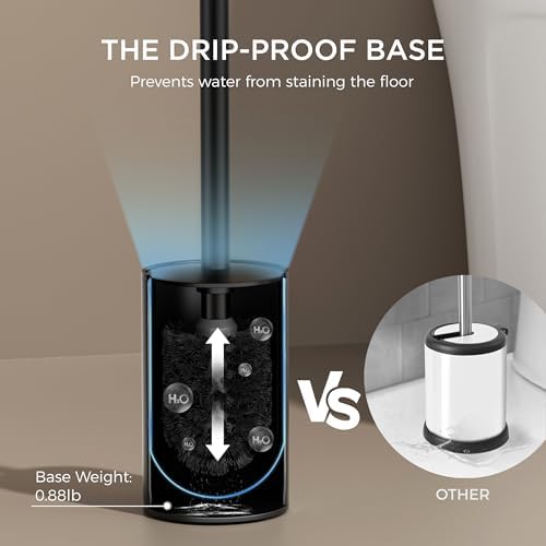 FORIOUS Toilet Brush and Holder Set Matte Black 304 Stainless Steel
