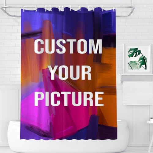 Custom Personalized Shower Curtain - Funny DIY 36x72 Inch Waterproof Liner with 12 Hooks