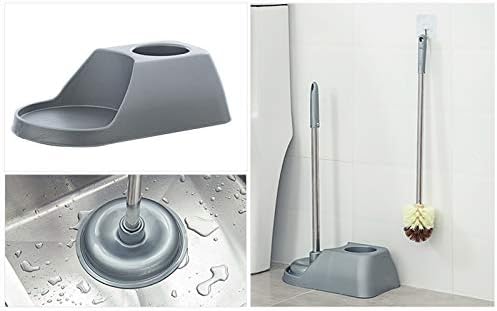 HEXEH Toilet Brush and Plunger Set with Holder GreyBrown