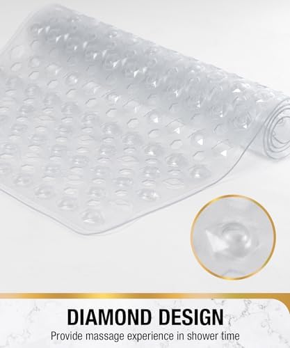 HITSLAM Non-Slip Bathtub Mat with Suction Cups 35x16 Inch