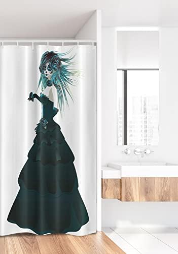 Ambesonne Gothic Halloween Shower Curtain Set 36x72 Inches White Teal