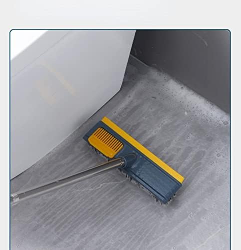 NA Bathroom Floor Brush with Long Handle and Dual-Purpose Wiper