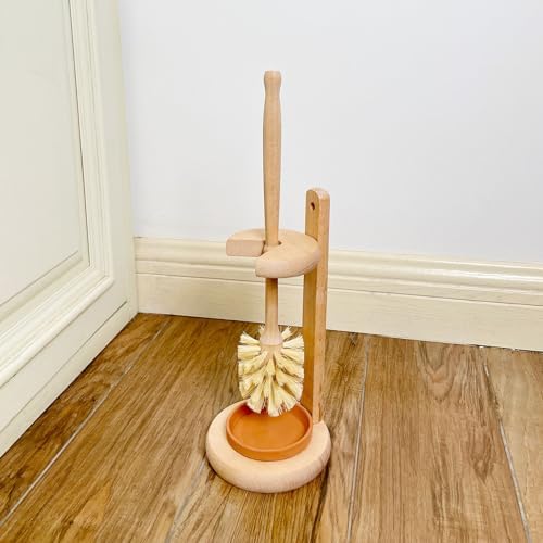 CRAKTH Beechwood Toilet Brush with Sisal Bristles and Holder