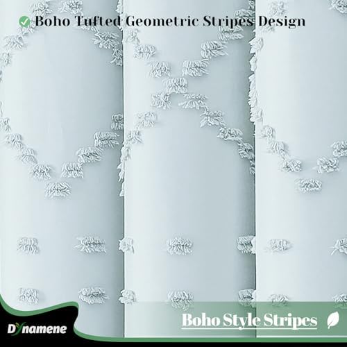 Dynamene Fog Blue Boho Shower Curtain Set
