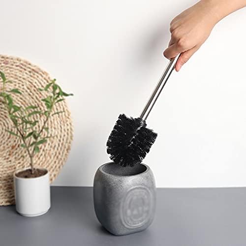 TOMYEUS Toilet Brush with Resin Holder Deep Cleaning