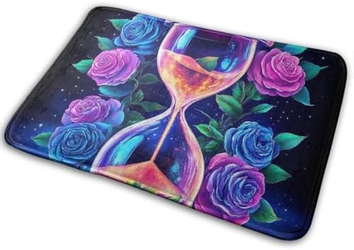 BoomDragon Anti-Slip Bath Mat with Trippy Magic Flowers Design