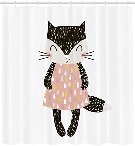 Ambesonne Cat Shower Curtain Set with Hooks