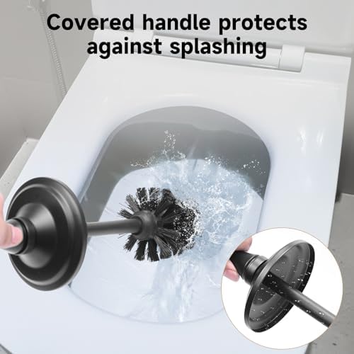 UNCONSIL Black Toilet Brush and Holder with Lid