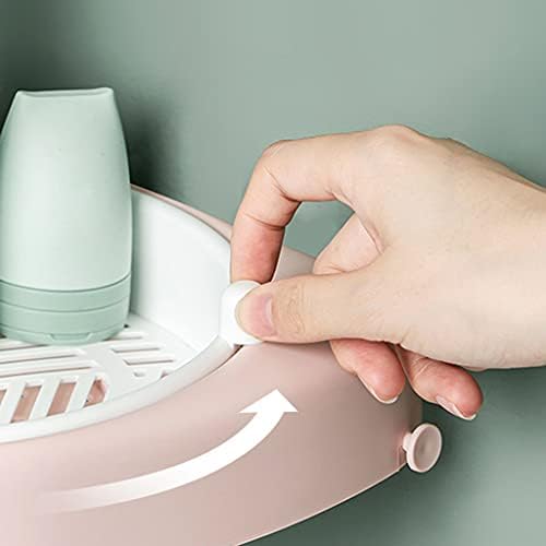 WISHNYMPH Wall-Mounted Rotating Shelf with Hooks Pink