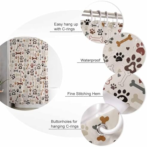 ZOE GARDEN Dog Claws Love Shower Curtain Set